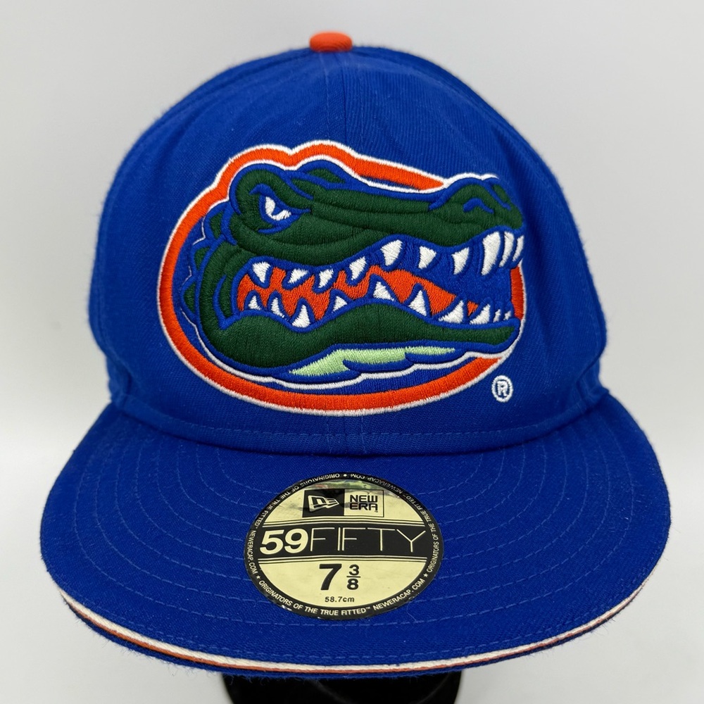University of Florida Gators UF New Era 59FIFTY Flat Bill 7 3/8 Wool Hat Cap FL - Picture 2 of 11